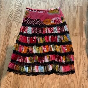 Colorful Floral and Black Lace Women's Skirt
